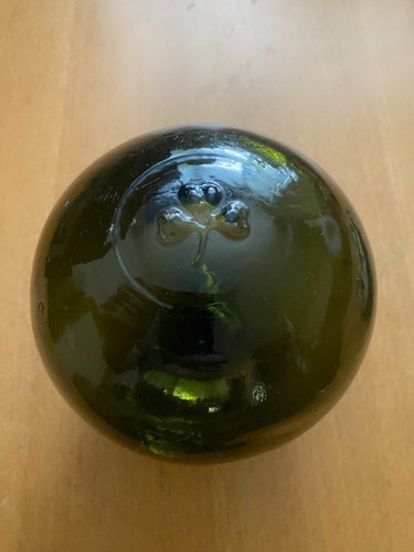 Green glass fishing float - glass,