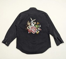 Looney Tunes Vintage Denim Jacket Shacket Warner Bros Studio Store S 1998 Black
