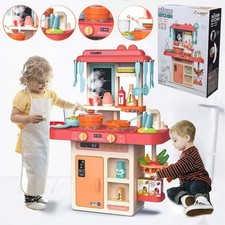 42Pcs Kids Play Kitchen Pretend Kitchen Toy Set Cooking Role with Lights Sounds