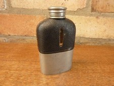 A Nice Vintage small Hawksley Pewter and glass hip flask