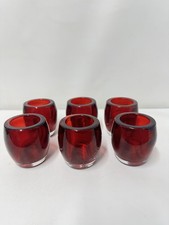 Set of 6 Red Glass Tealight