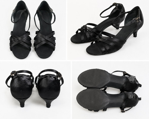 Women black leather - black,