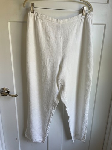 Flax linen pants white tapered - flax,