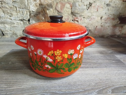 Vintage enamel stock pot - stock,