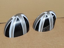WING MIRROR COVER CAPS BLACK / GREY UNION JACK PAIR FOR MINI MK2 R56 R55