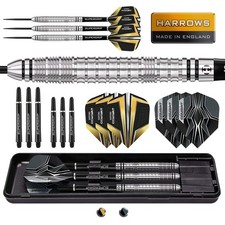 Harrows Darts Set - Combat 90% Tungsten Steel 23g - 30g - 17pc Bundle w/ Case 