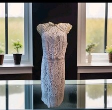 Lipsy VIP Size 14-16 Grey Silver Lace Midi High Neck Dress