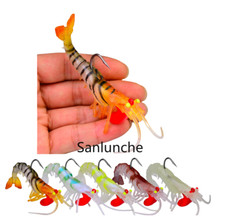5pcs Glow Prawn Shrimp Fishing Simulation Soft Lure Hook Bait Salt Fishing Lures