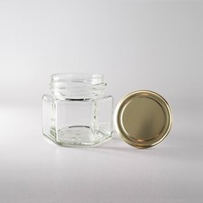 Hexagonal Glass Jars from 50 ml to 770 ml with Lids Multi-listing Multipurpose