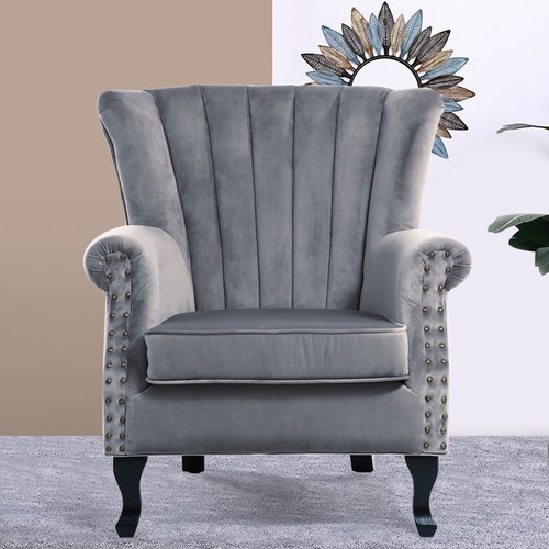 Upholstered velvet wing - wing, back