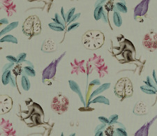 SANDERSON CURTAIN FABRIC DESIGN "Capuchins" 3.2 METRES SEA GREEN LINEN BLEND