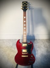 Vintage VS6 Reissued Series SG-Style Electric Guitar – Cherry Red Gold Hardware