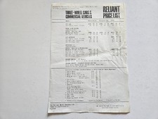 RELIANT REGAL SUPERVAN 21E PRICE LIST SALES BROCHURE APRIL 1970