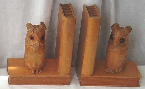 Vintage wooden owl - vintage, book