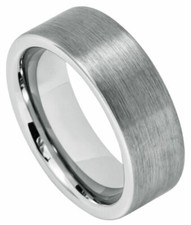 8mm Men or Woman Tungsten Carbide Silver Brushed Pipe Cut  Wedding Band Ring