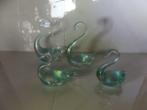 Green heron glass swans - 4,