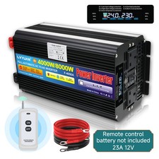 4000W 8000W Power Inverter 24V to 240V Converter With USB 2AC LCD Remote Control