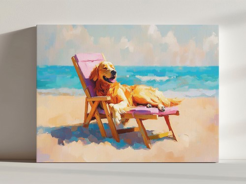 Golden retriever dog beach - retriever, on