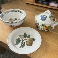 PORTMEIRION 24 cm diameter POMONA SOAP TUREEN, 26 cm SALAD BOWL, 27.5 cm PLATE