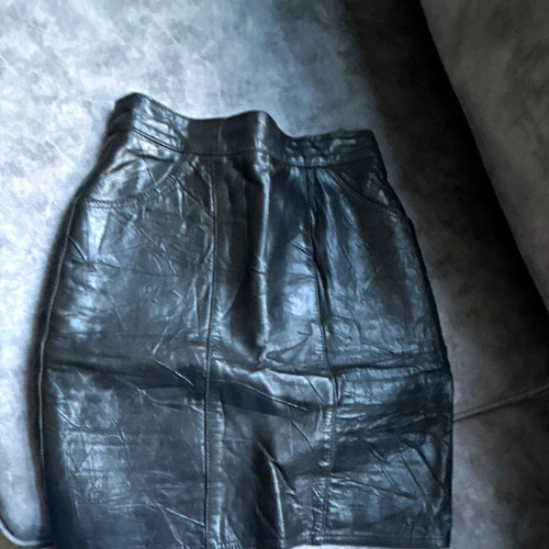 Black leather pencil skirt - leather,