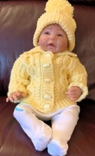 Aran Baby Cardigan and Hat
