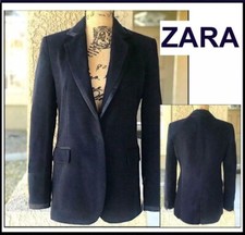 Zara Velvet Blazer Navy Blue
