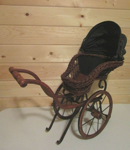 Vintage wicker wood canvas - wicker,