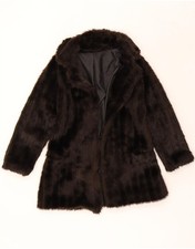VINTAGE Womens Faux Fur Jacket UK 14 Medium Brown DW88
