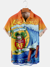 Hot Rod Rat Fink RF Surfing and RF Hot Rod RAT FINK Printed 3d Hawaiian Shirt