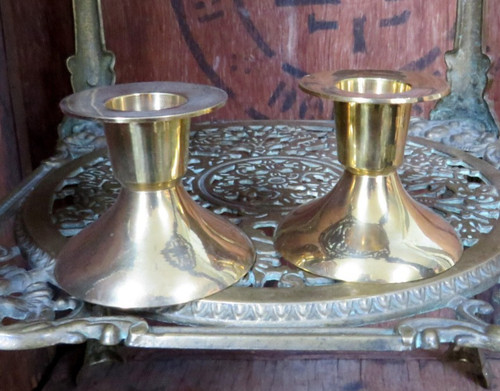 Pair brass candlesticks - of,