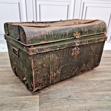 Antique Metal Travel Trunk –