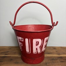 Vintage Red Fire Bucket - Rustic Metal Bucket - Ideal Planter / Kindling Bucket