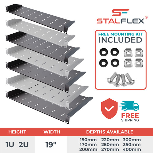 2u rack shelf for - 19", 1u