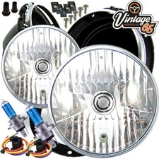 Classic Mini 7" Sealed Beam Crystal Clear Xenon Halogen Conversion Headlight Kit