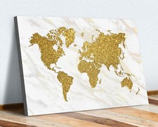 MARBLE GOLD WORLD MAP CANVAS