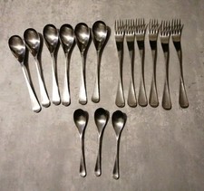 VINTAGE OLD HALL STAINLESS STEEL CUTLERY  6 SPOONS, 6 FORKS, 3 TEASPOONS. 