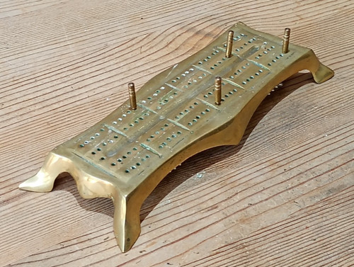 Brass cribbage board with 4 - board,