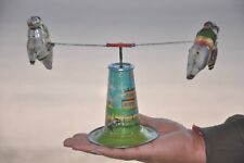 Vintage Wind Up Litho Colorful Horse Rider Carousel Tin Toy, Germany/Japan?