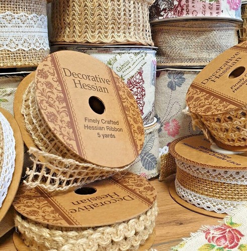 Hessian ribbon vintage lace - hessian,