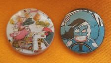 Senseless Things two 25mm button badges, Jamie Hewlett designs. Free UK P&P!