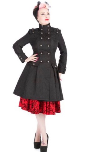 Black brocade trench coat - black,