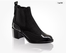 Russell & Bromley CAVENDISH Black Multi Block Heel Brogue Boot Size EU 39 UK 6