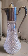 Vintage Silver Plated And Cut Glass Decanter / Claret Jug. No Box