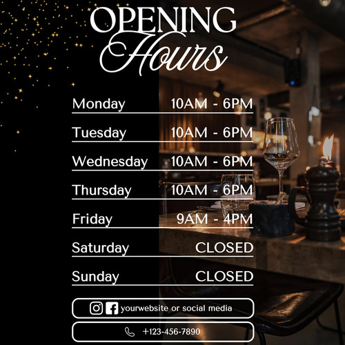 Shop window opening - shop, hours