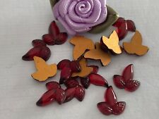 Vintage Glass Cabs Ruby leaves  Flatback 12x11mm Pk of 24 CRAFT