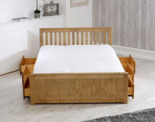 Mission Waxed Pine Wooden 6 Drawers Storage Bed Double 4ft6 - Without Mattress