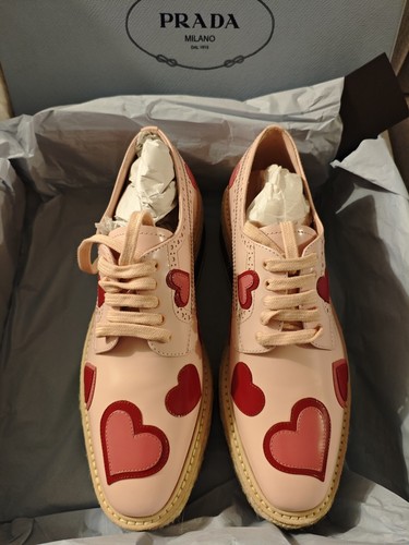 Prada pink red heart brogue - red,