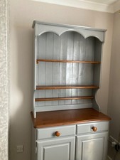 Fair condition dresser , grey, painted , two drawers two cupboards.. 3 shelves ,