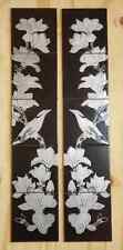 Black & Silver Bird With Flower Fireplace Tiles Fireplace Tiles