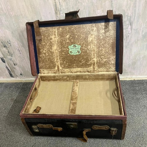 Vintage leather travel trunk - travel,